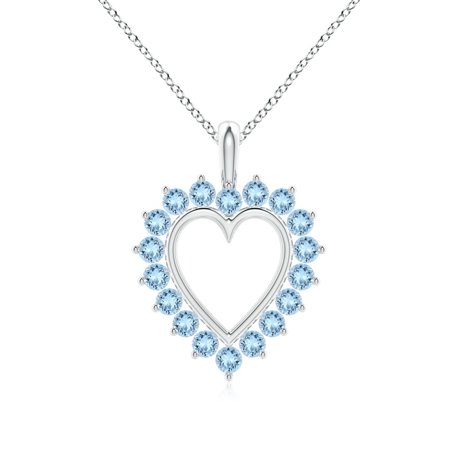 2mm AAA Aquamarine Open Heart V-Bale Pendant in White Gold 