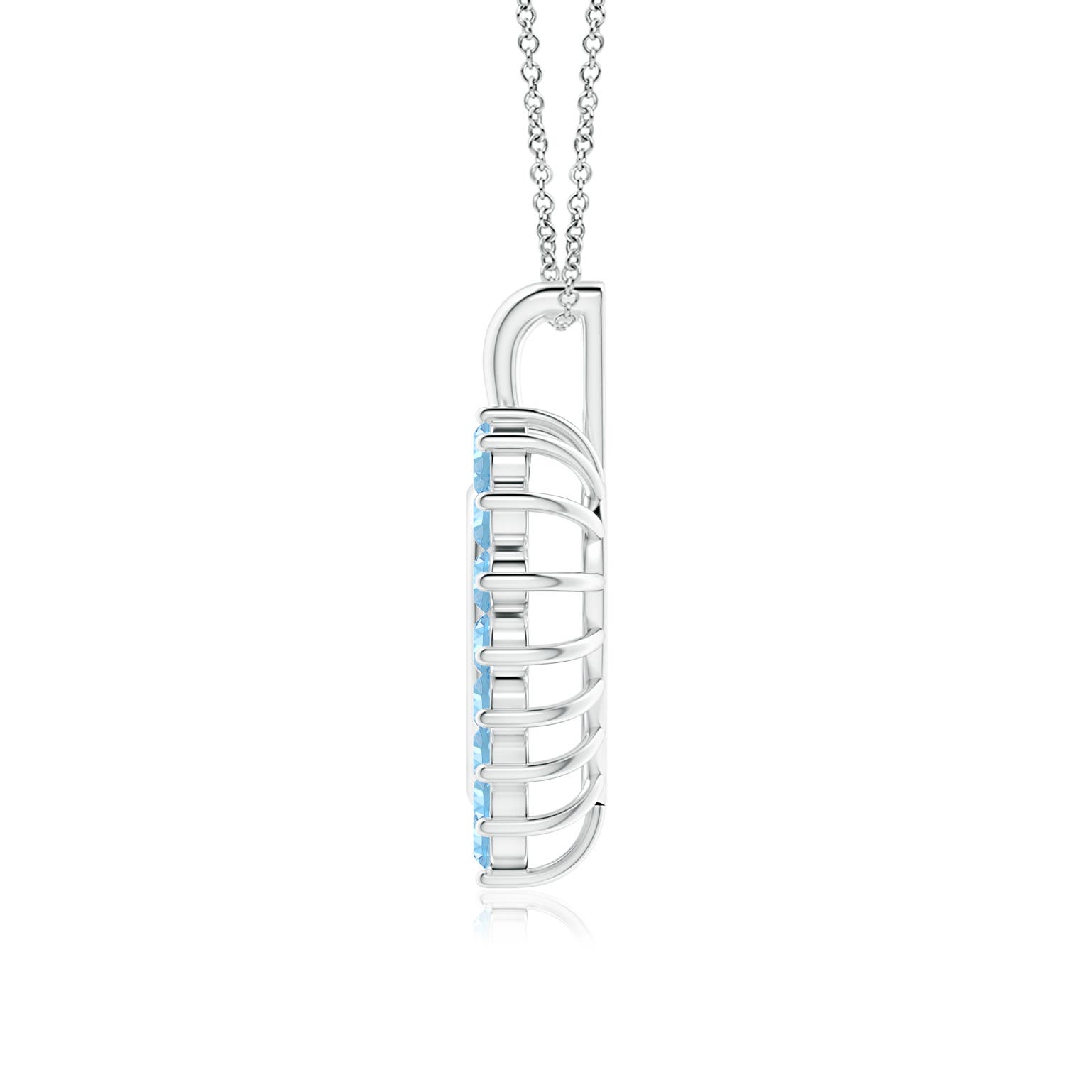 2mm AAAA Aquamarine Open Heart V-Bale Pendant in 18K White Gold