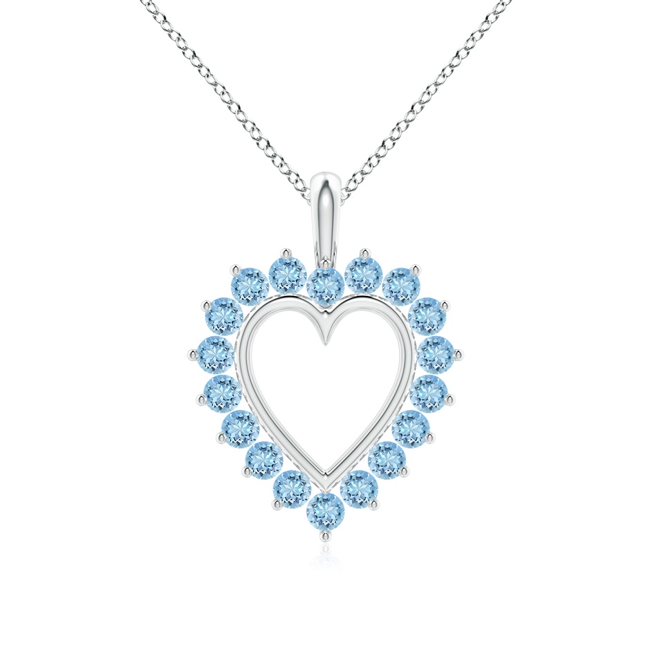 2mm AAAA Aquamarine Open Heart V-Bale Pendant in P950 Platinum 