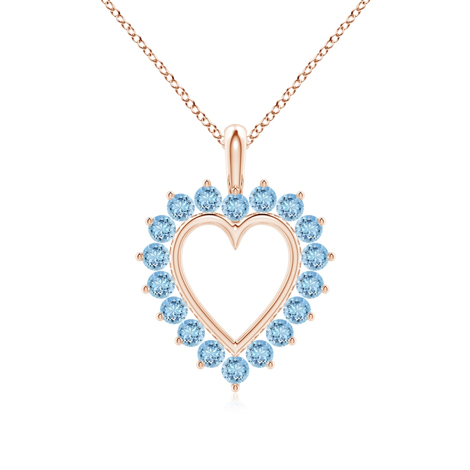 2mm AAAA Aquamarine Open Heart V-Bale Pendant in Rose Gold 