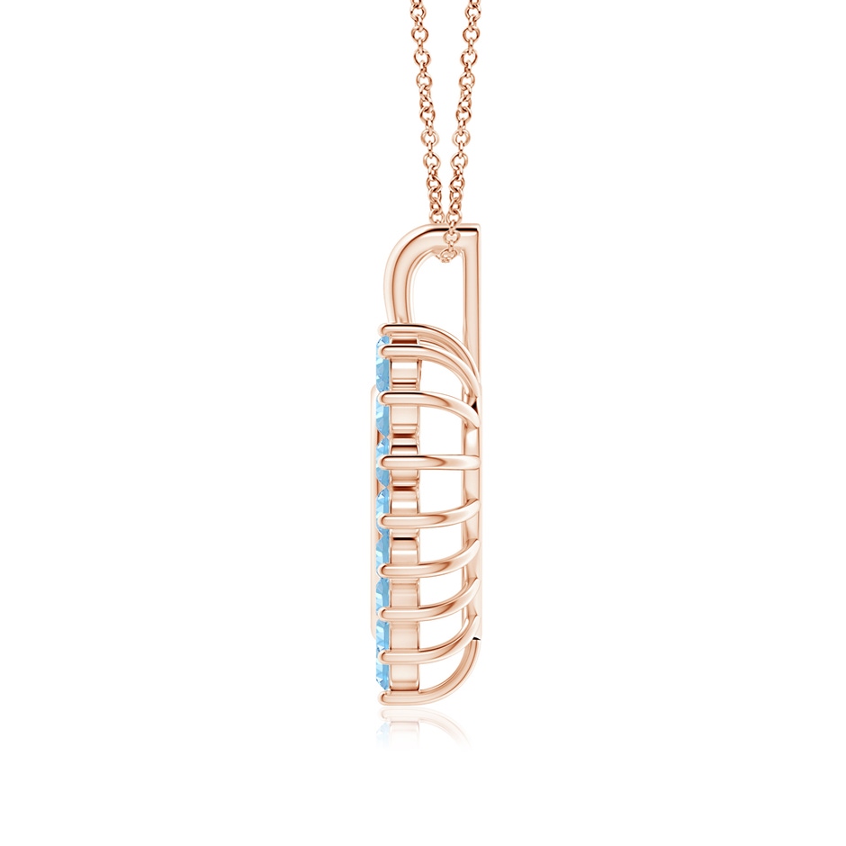 2mm AAAA Aquamarine Open Heart V-Bale Pendant in Rose Gold side 199