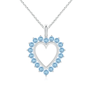 2mm AAAA Aquamarine Open Heart V-Bale Pendant in White Gold