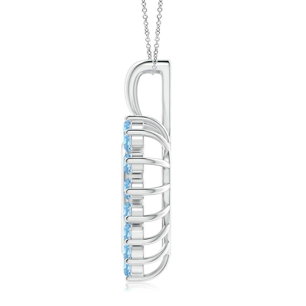 2mm AAAA Aquamarine Open Heart V-Bale Pendant in White Gold Product Image