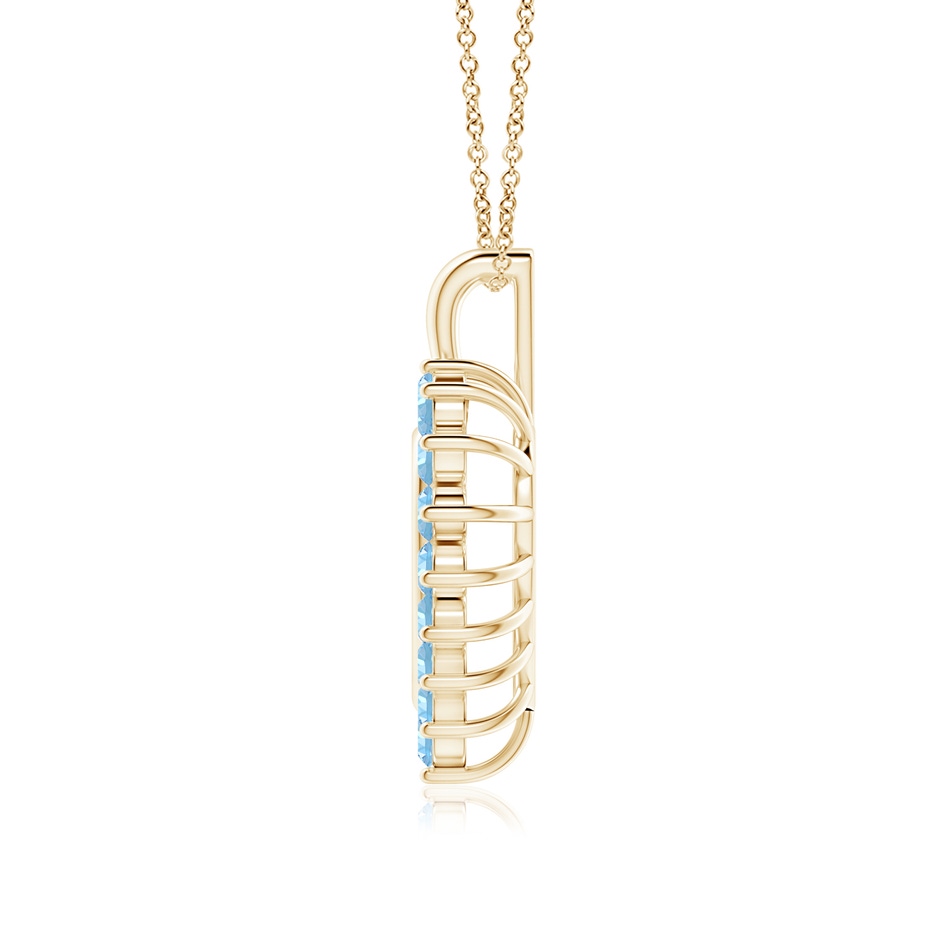 2mm AAAA Aquamarine Open Heart V-Bale Pendant in Yellow Gold side 199