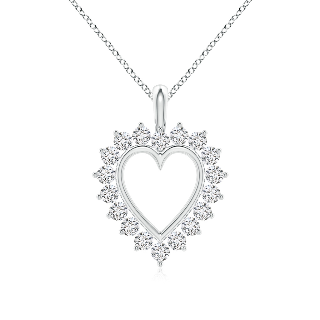 2mm HSI2 Diamond Open Heart V-Bale Pendant in 18K White Gold