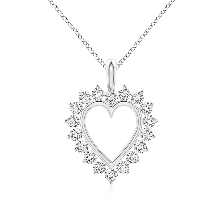 2mm HSI2 Diamond Open Heart V-Bale Pendant in 18K White Gold 