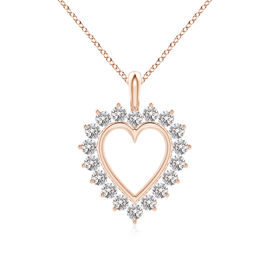 2mm IJI1I2 Diamond Open Heart V-Bale Pendant in Rose Gold 