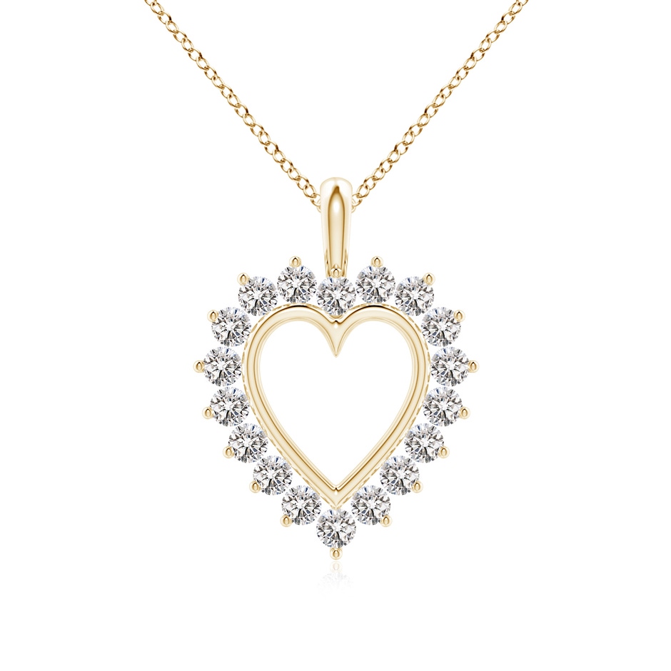 2mm IJI1I2 Diamond Open Heart V-Bale Pendant in Yellow Gold 
