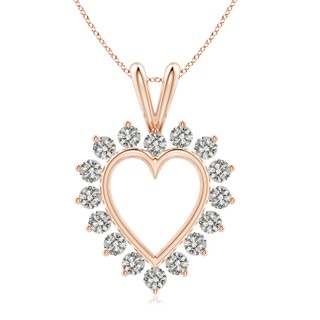 2mm KI3 Diamond Open Heart V-Bale Pendant in Rose Gold