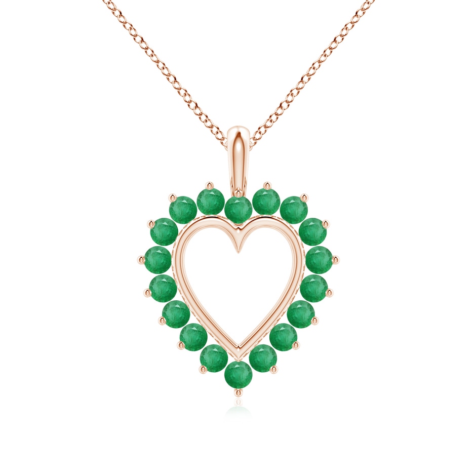 2mm A Emerald Open Heart V-Bale Pendant in Rose Gold 