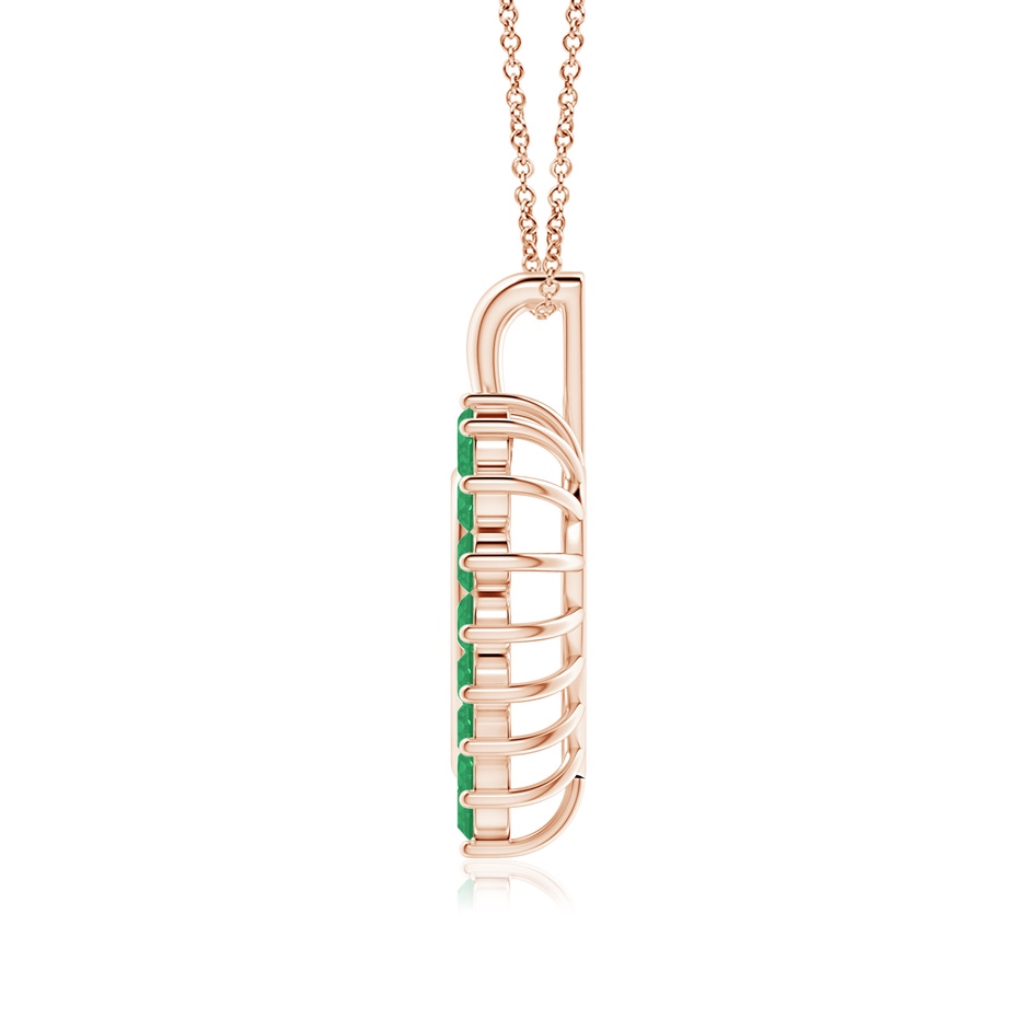 2mm A Emerald Open Heart V-Bale Pendant in Rose Gold side 199