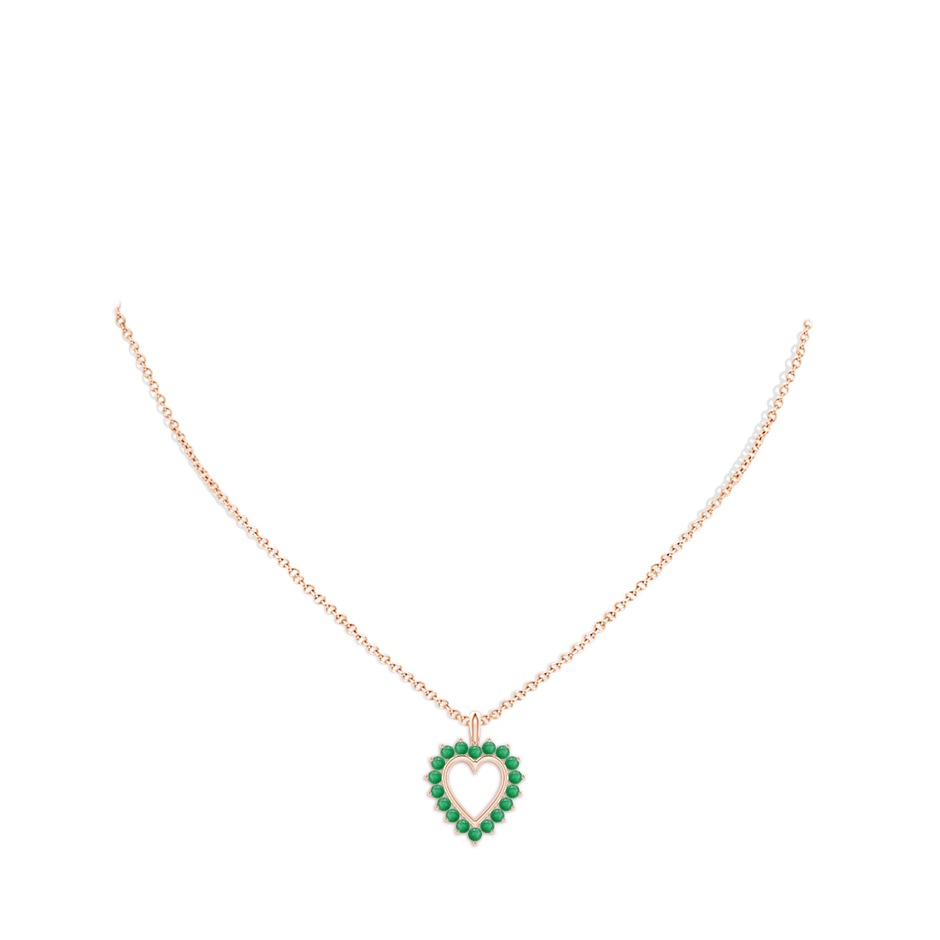 2mm A Emerald Open Heart V-Bale Pendant in Rose Gold pen