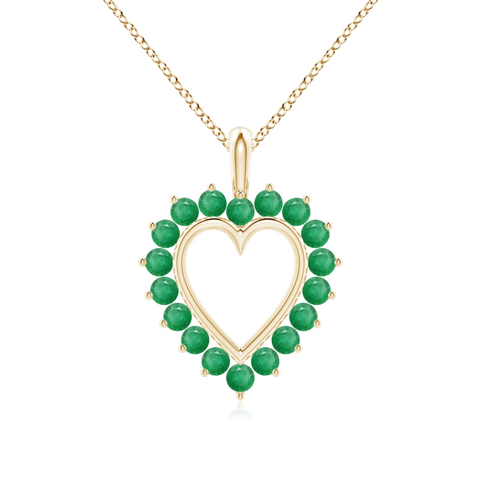 2mm A Emerald Open Heart V-Bale Pendant in Yellow Gold 