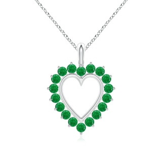 2mm AA Emerald Open Heart V-Bale Pendant in White Gold