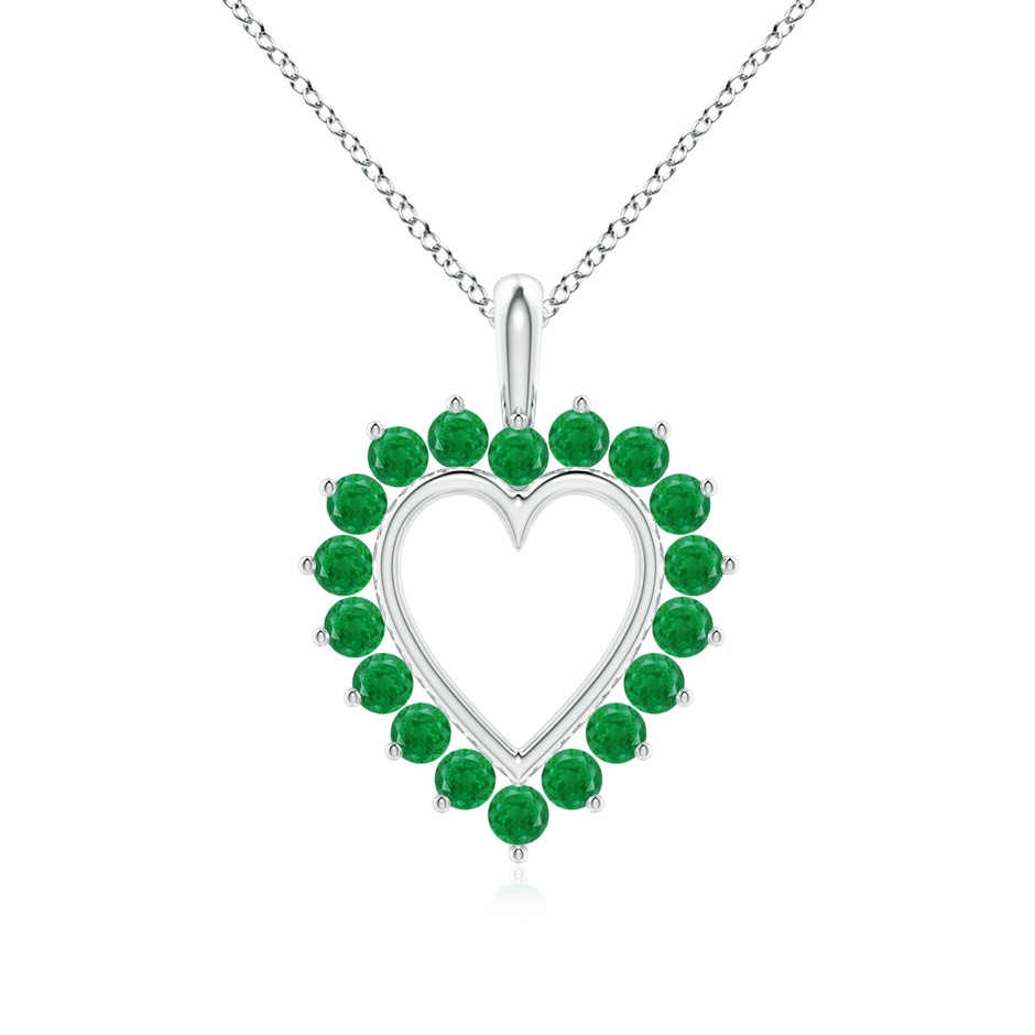 2mm AA Emerald Open Heart V-Bale Pendant in White Gold 