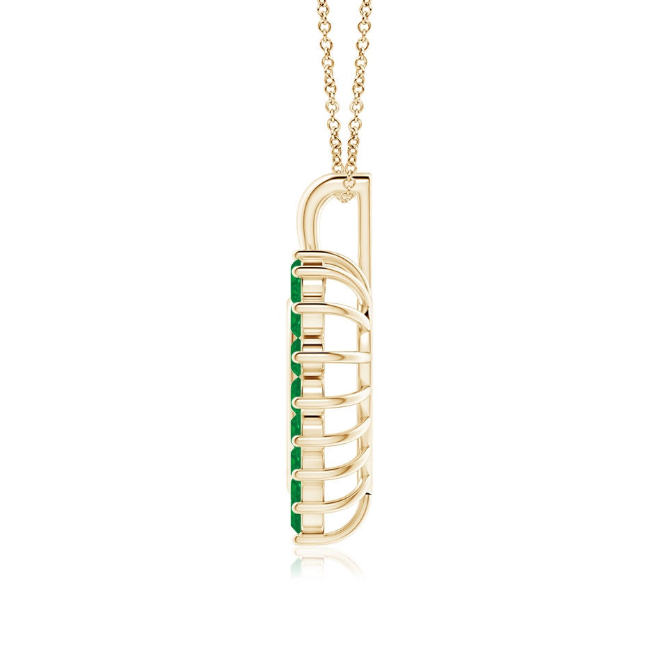 2mm AA Emerald Open Heart V-Bale Pendant in Yellow Gold side 199
