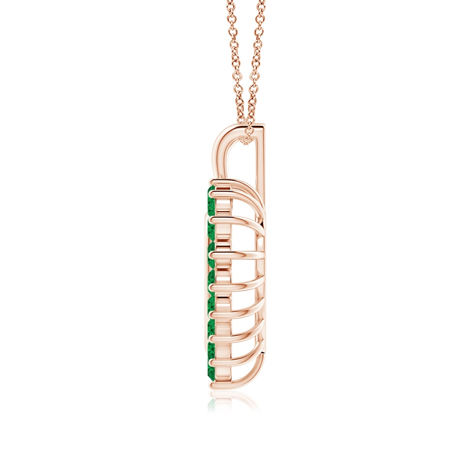 2mm AAA Emerald Open Heart V-Bale Pendant in 18K Rose Gold side 199