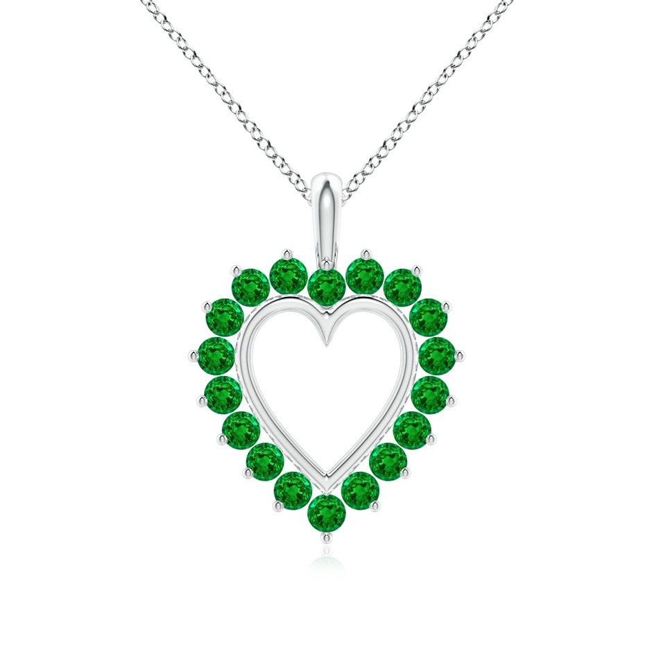 2mm AAAA Emerald Open Heart V-Bale Pendant in P950 Platinum 