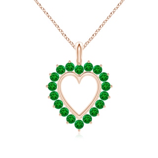 2mm AAAA Emerald Open Heart V-Bale Pendant in Rose Gold