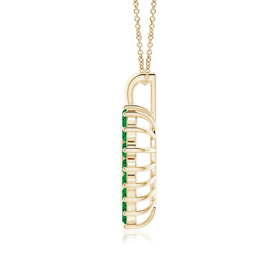 2mm AAAA Emerald Open Heart V-Bale Pendant in Yellow Gold side 199
