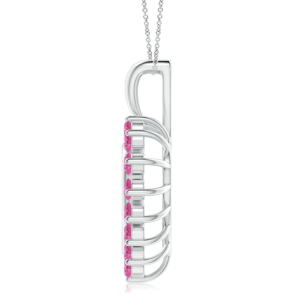 2mm AAA Pink Sapphire Open Heart V-Bale Pendant in White Gold Product Image