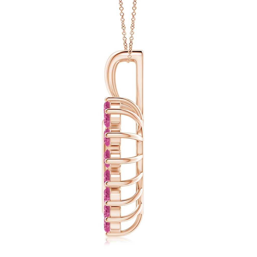 2mm AAAA Pink Sapphire Open Heart V-Bale Pendant in Rose Gold Product Image