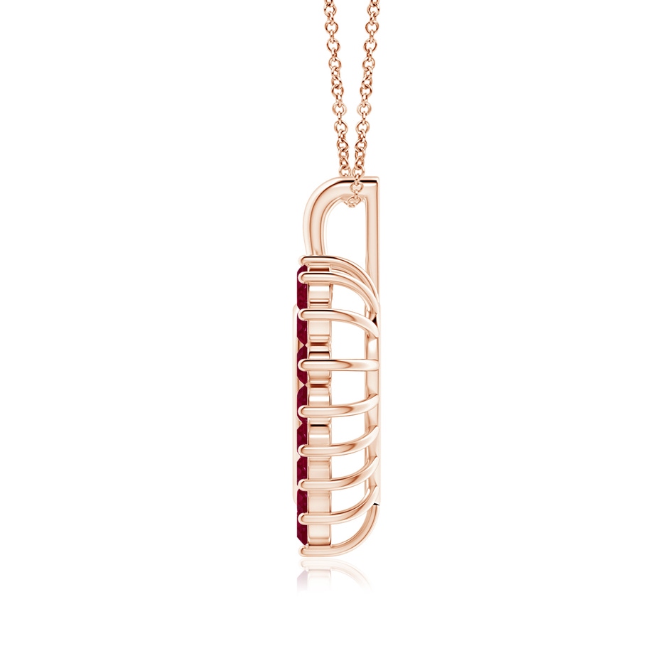 2mm A Ruby Open Heart V-Bale Pendant in 18K Rose Gold side 199