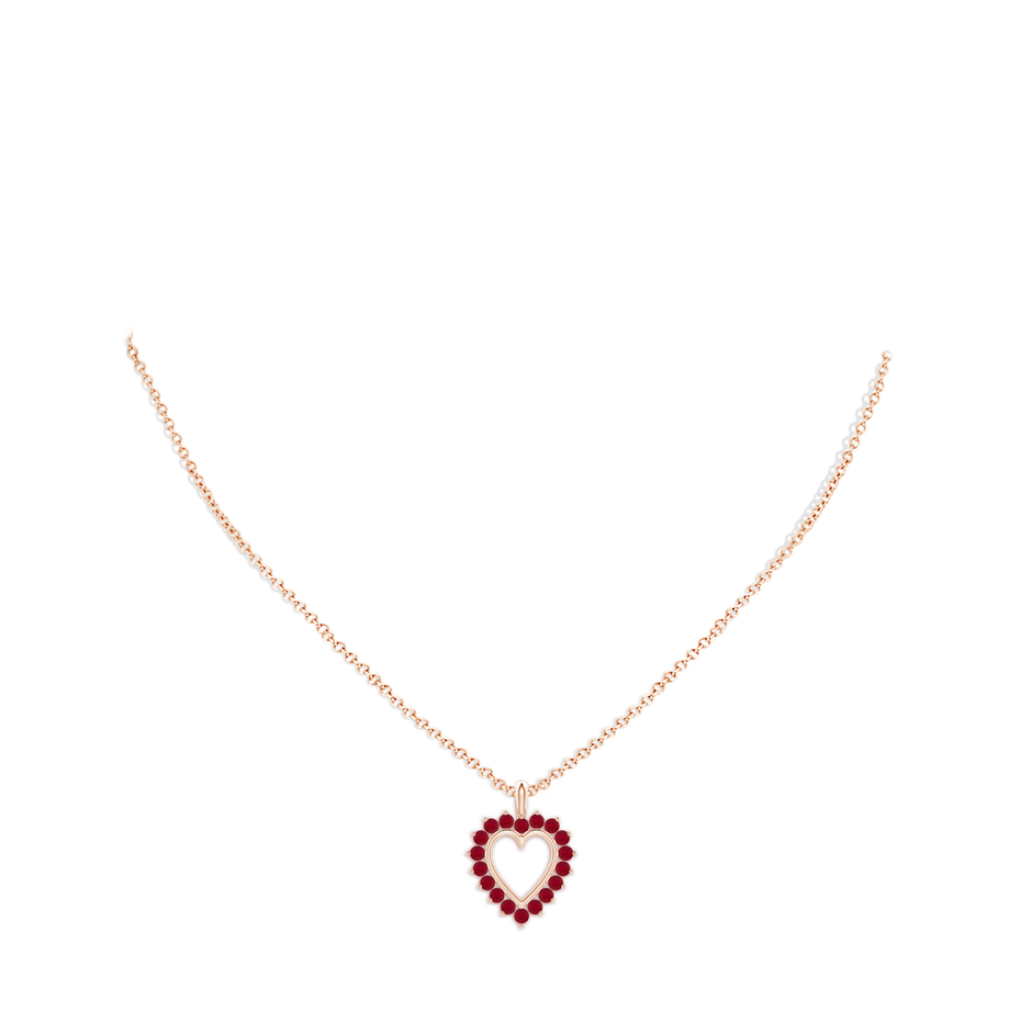 2mm AA Ruby Open Heart V-Bale Pendant in Rose Gold pen