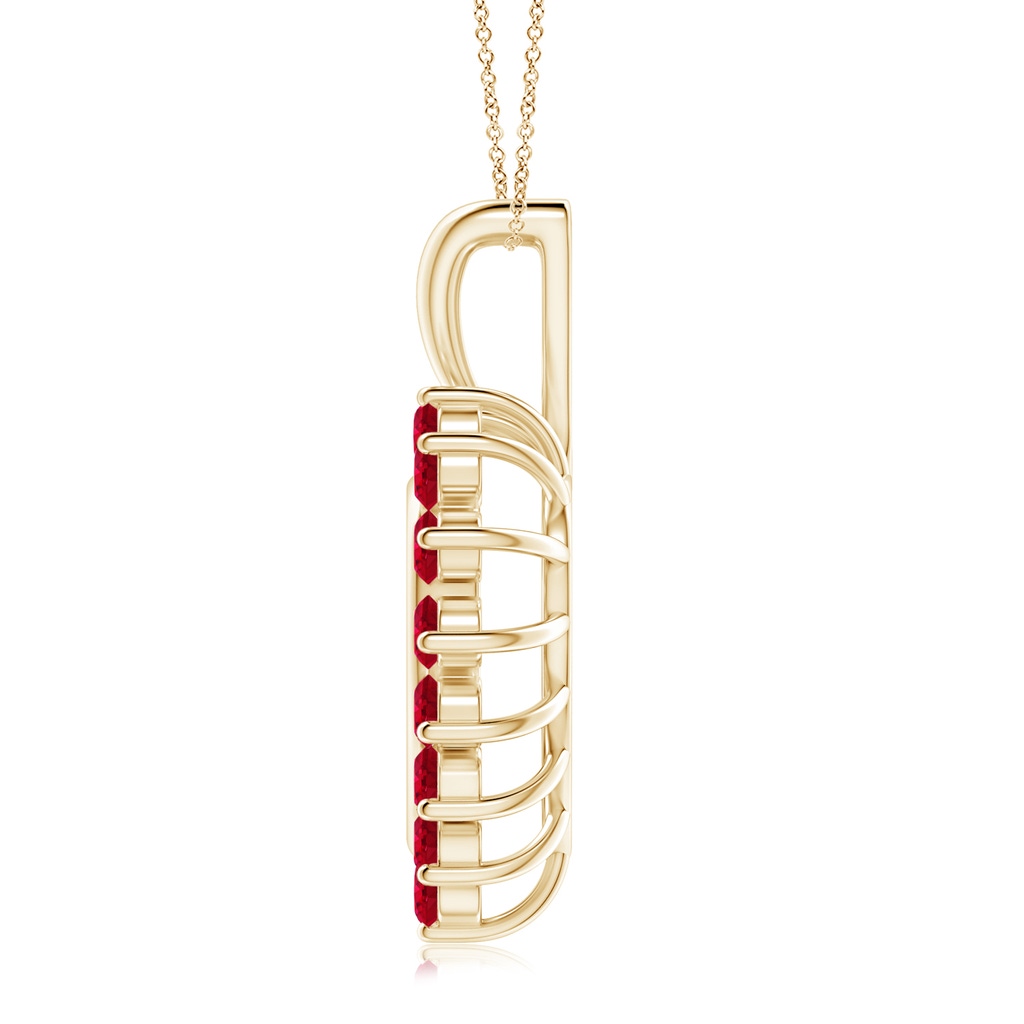 2mm AAA Ruby Open Heart V-Bale Pendant in Yellow Gold Product Image
