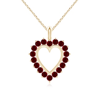 2mm AAAA Ruby Open Heart V-Bale Pendant in 18K Yellow Gold