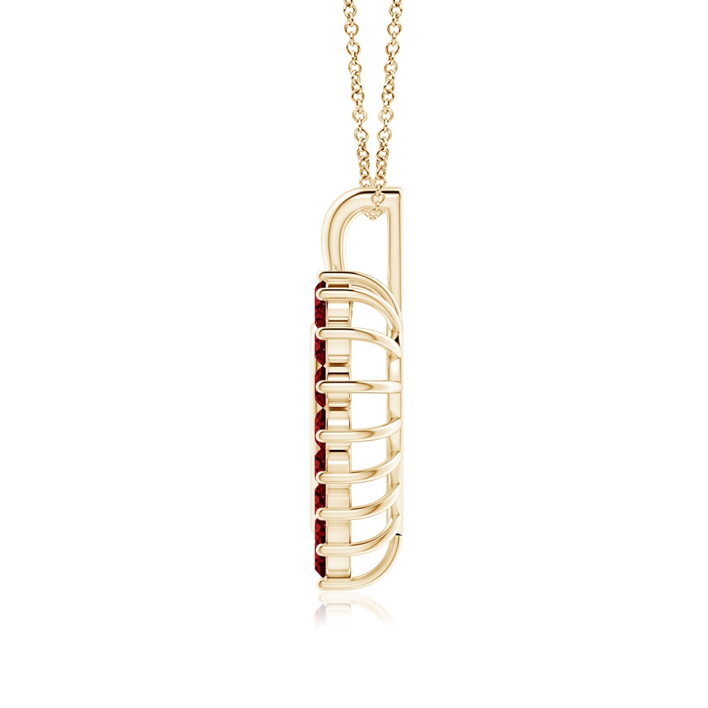 2mm AAAA Ruby Open Heart V-Bale Pendant in 18K Yellow Gold - side 199