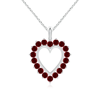 2mm AAAA Ruby Open Heart V-Bale Pendant in P950 Platinum