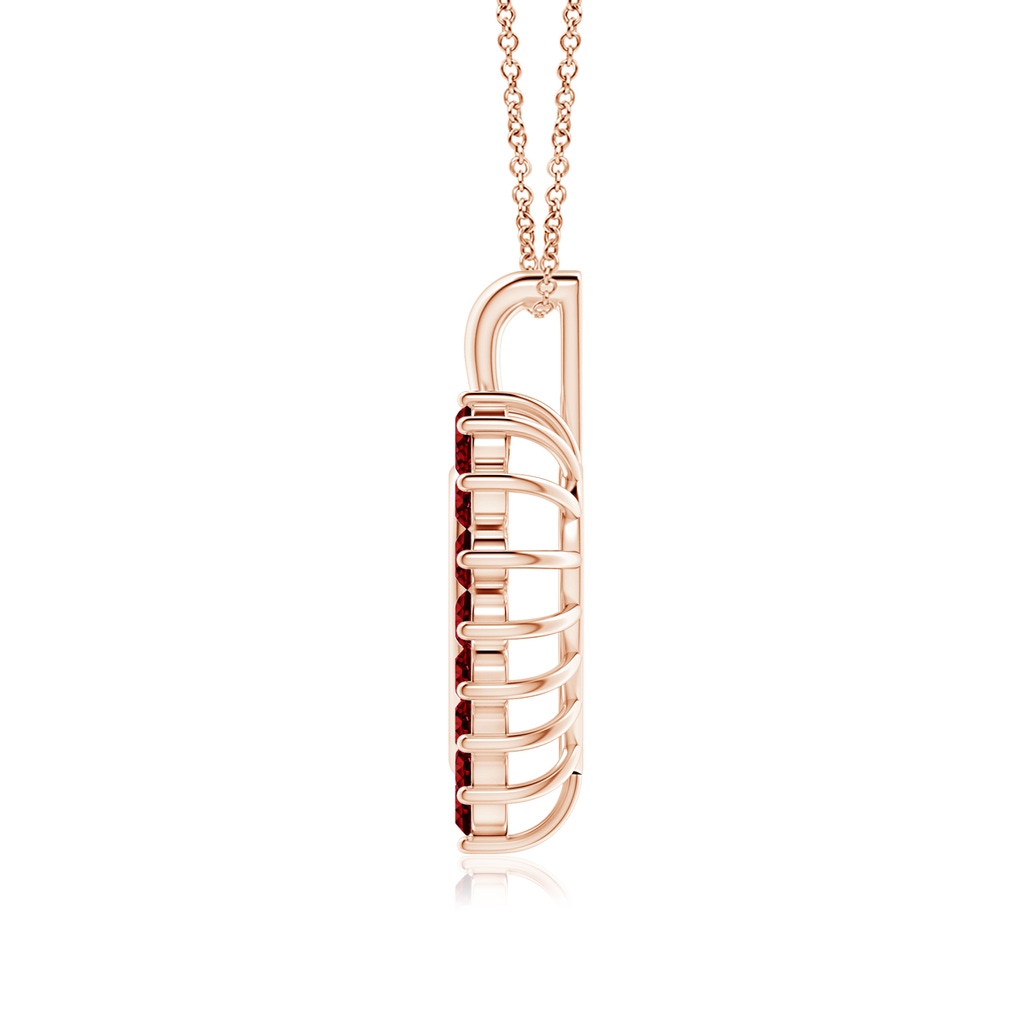 2mm AAAA Ruby Open Heart V-Bale Pendant in Rose Gold - side 199