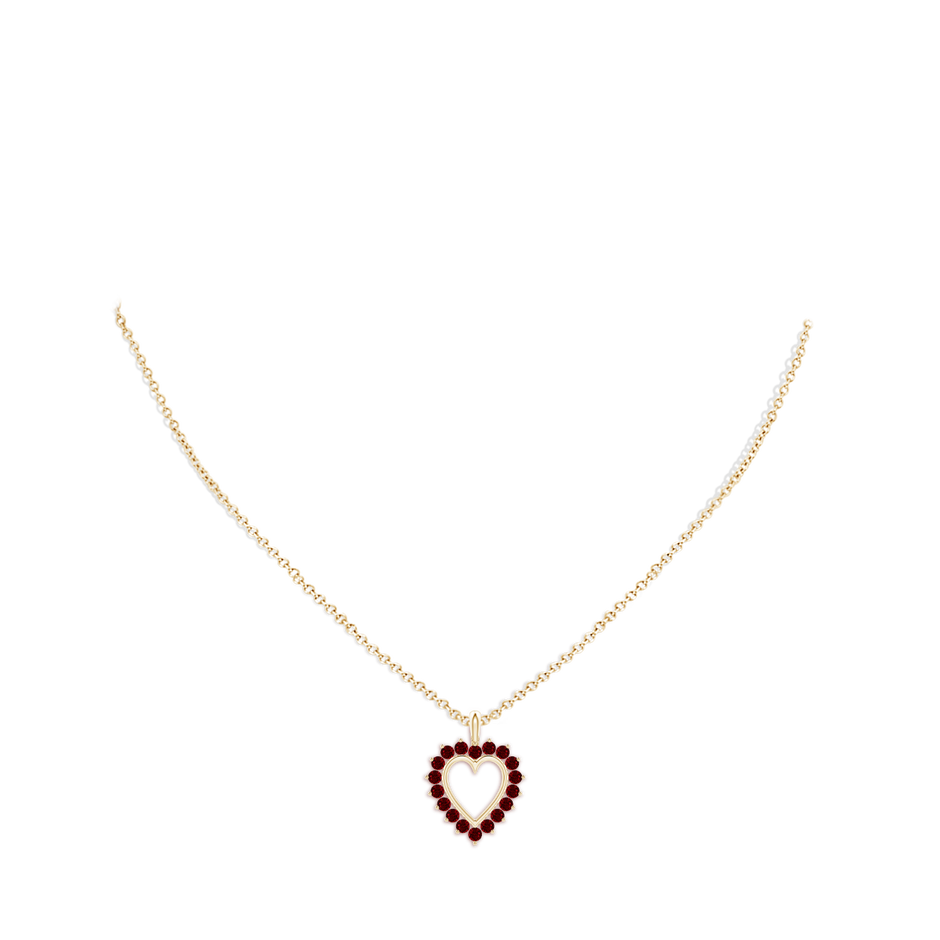 2mm AAAA Ruby Open Heart V-Bale Pendant in Yellow Gold pen