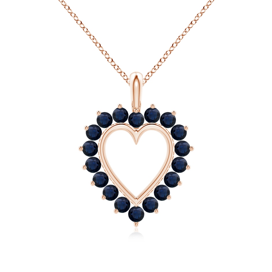 2mm A Sapphire Open Heart Pendant in Rose Gold 