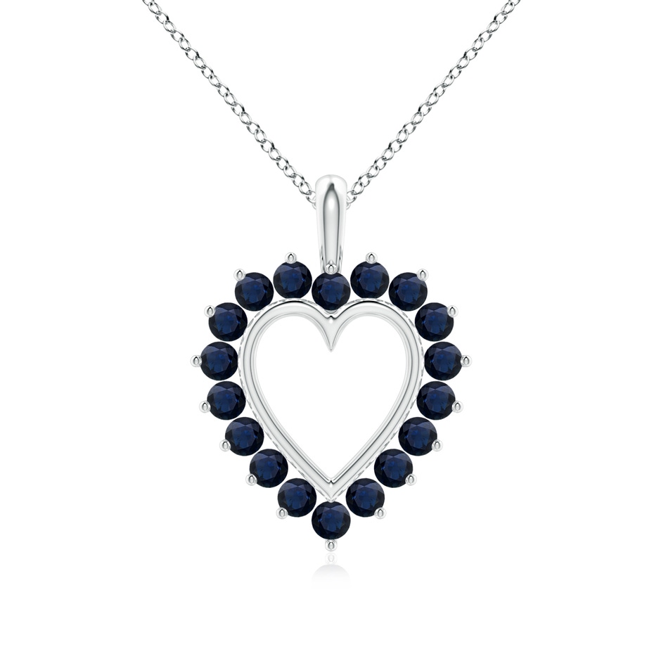 2mm A Sapphire Open Heart Pendant in White Gold 
