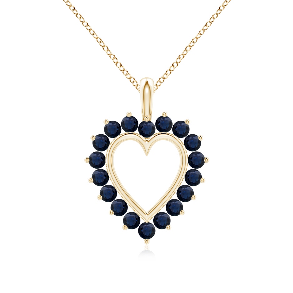 2mm A Sapphire Open Heart Pendant in Yellow Gold 