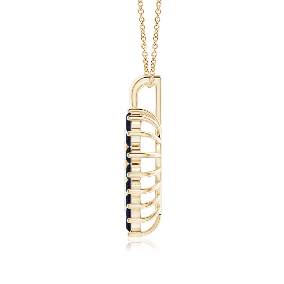 2mm A Sapphire Open Heart Pendant in Yellow Gold side-1