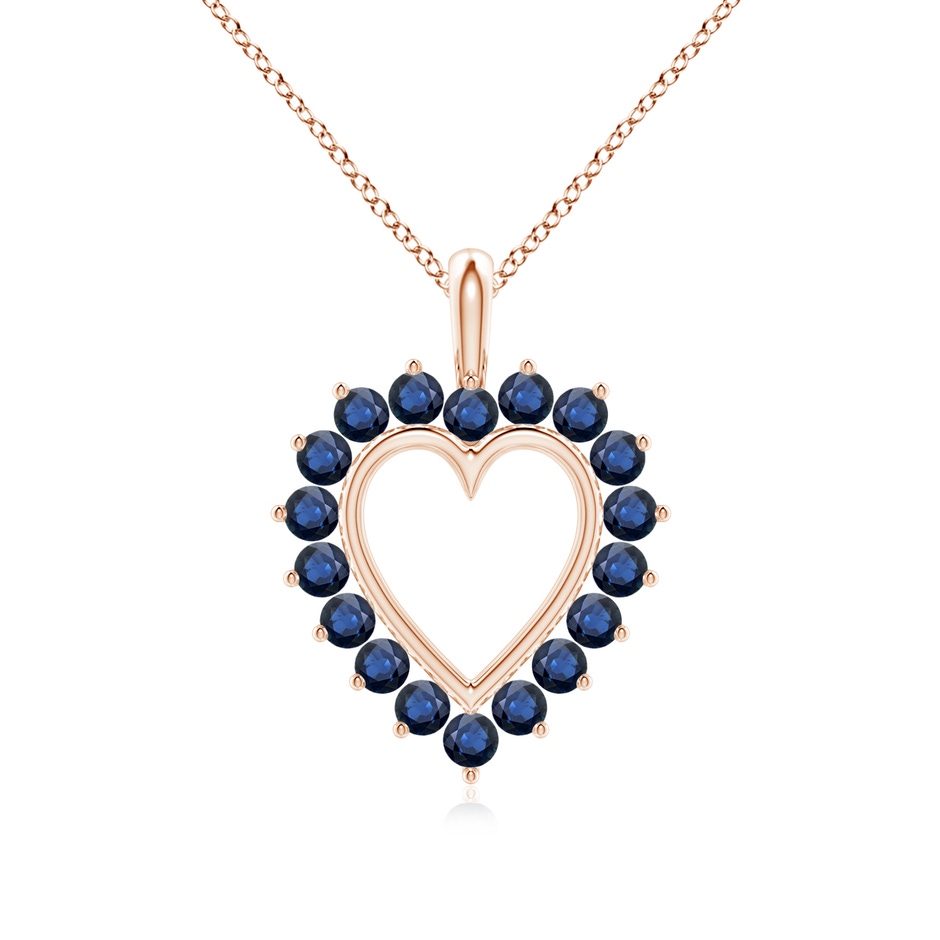 2mm AA Sapphire Open Heart Pendant in Rose Gold 