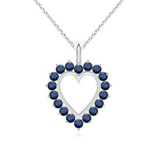 2mm AA Sapphire Open Heart Pendant in White Gold