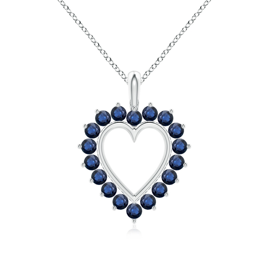 2mm AA Sapphire Open Heart Pendant in White Gold 