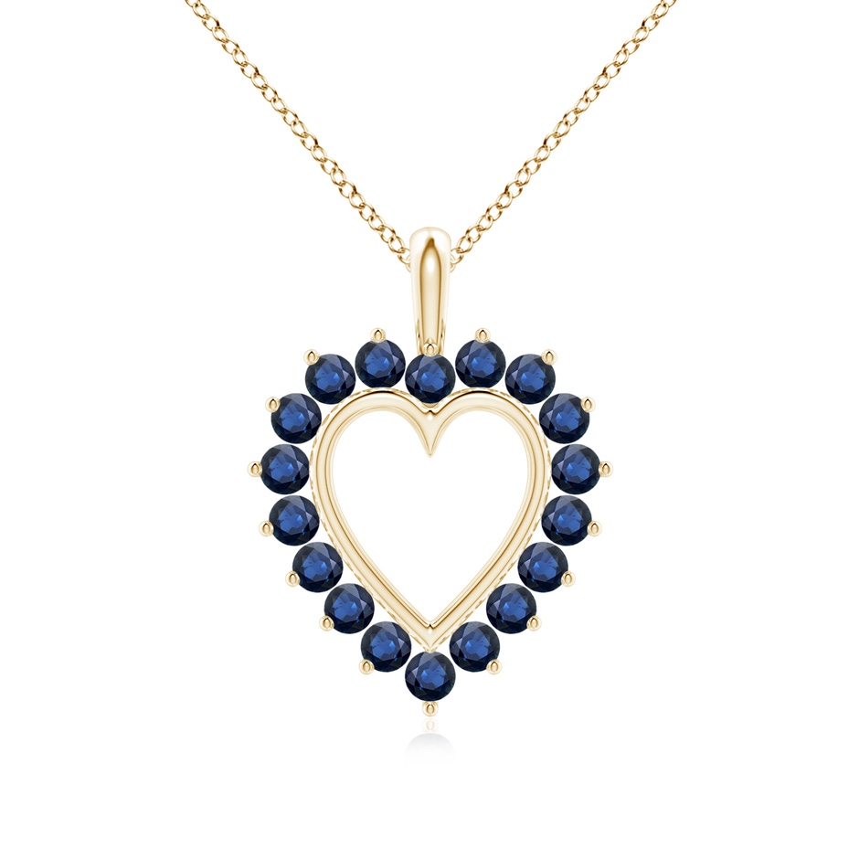 2mm AA Sapphire Open Heart Pendant in Yellow Gold 