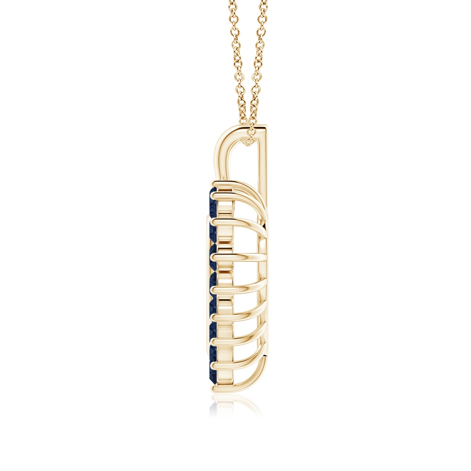 2mm AA Sapphire Open Heart Pendant in Yellow Gold side-1
