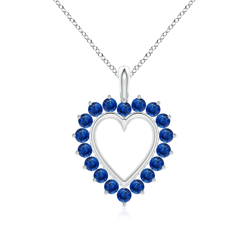 2mm AAA Sapphire Open Heart Pendant in P950 Platinum 