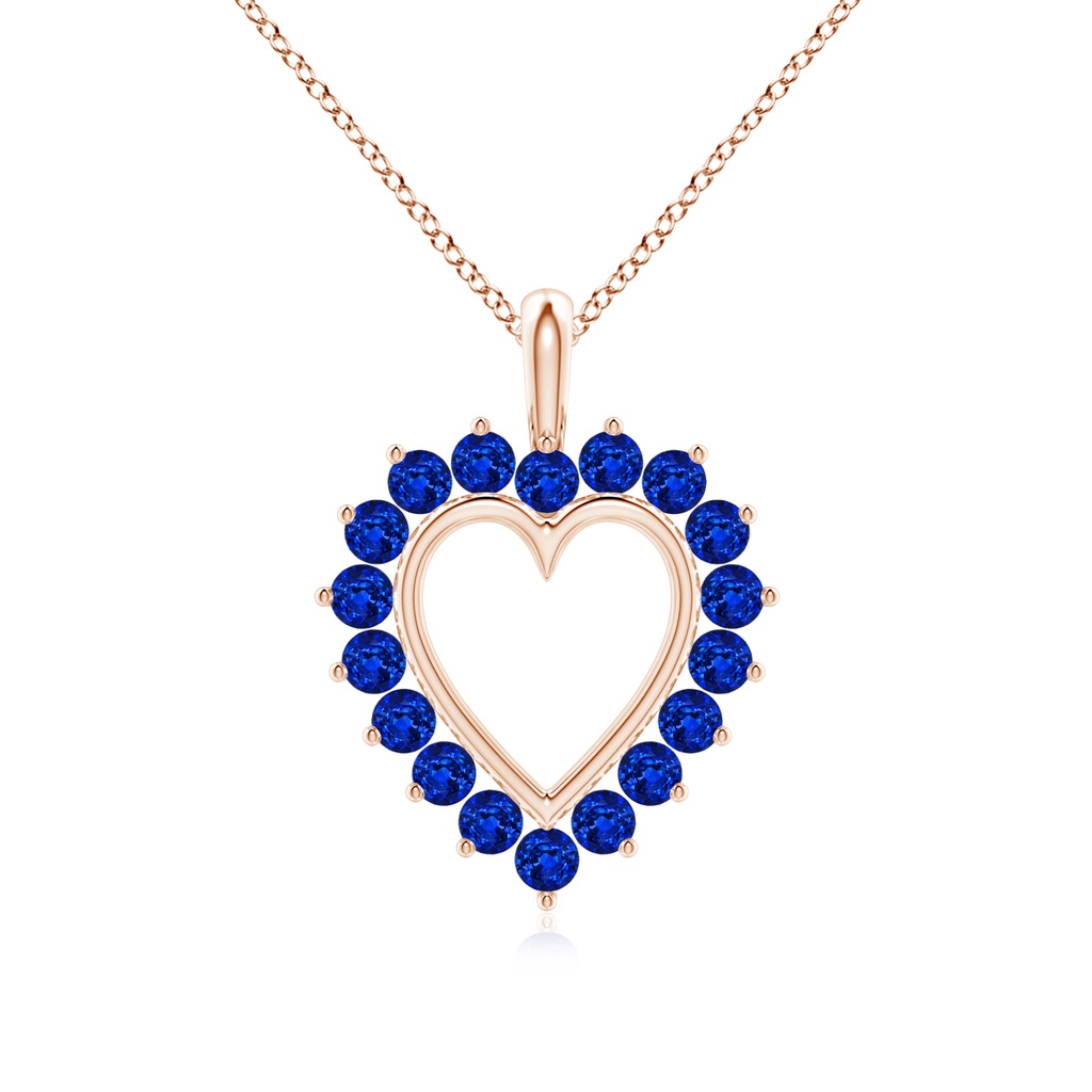 2mm AAAA Sapphire Open Heart Pendant in Rose Gold