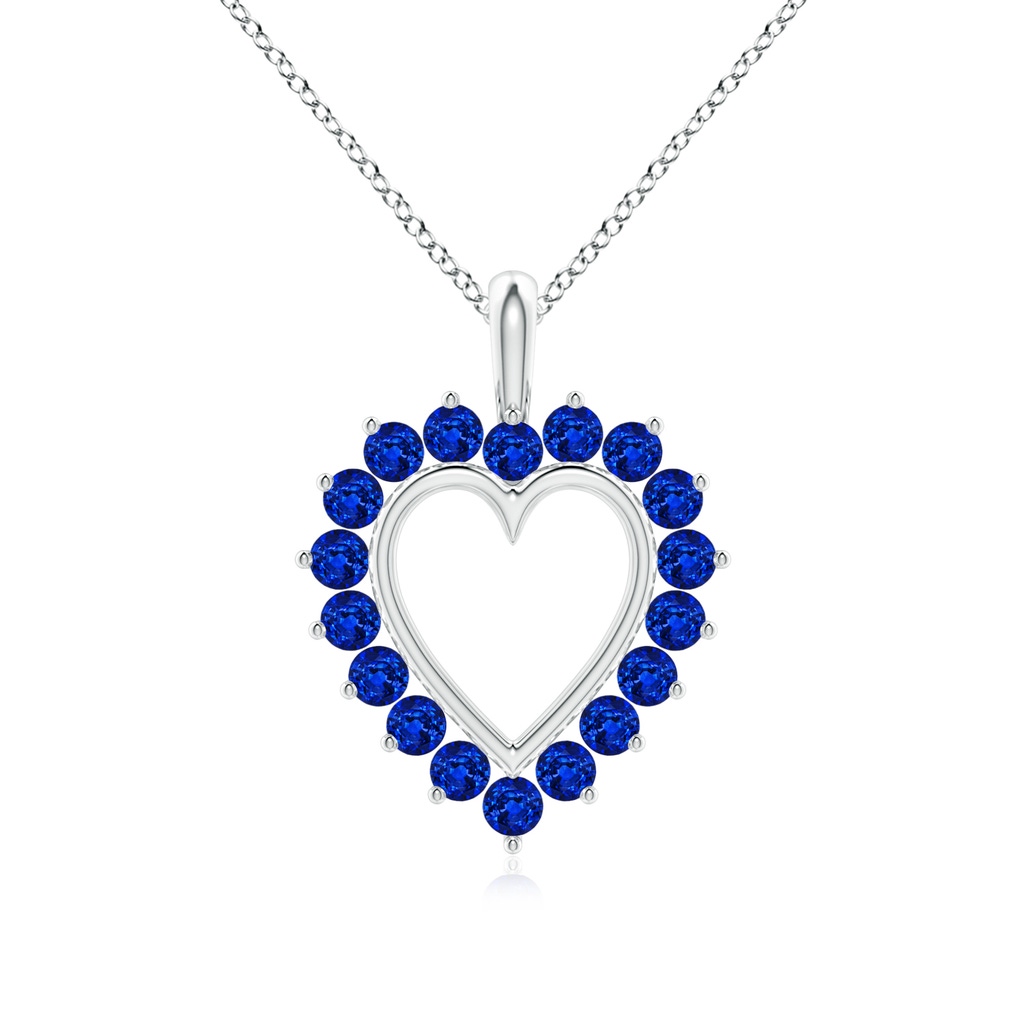 2mm AAAA Sapphire Open Heart Pendant in White Gold