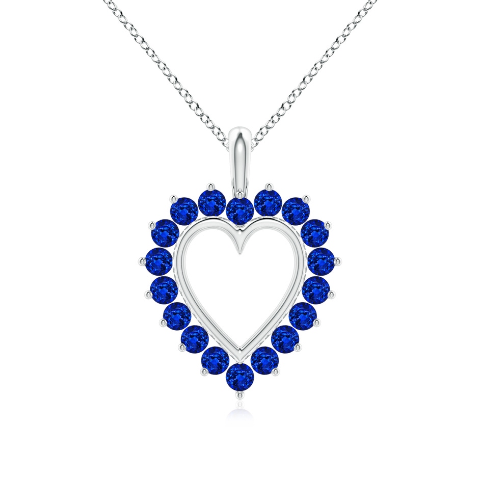 2mm AAAA Sapphire Open Heart Pendant in White Gold 