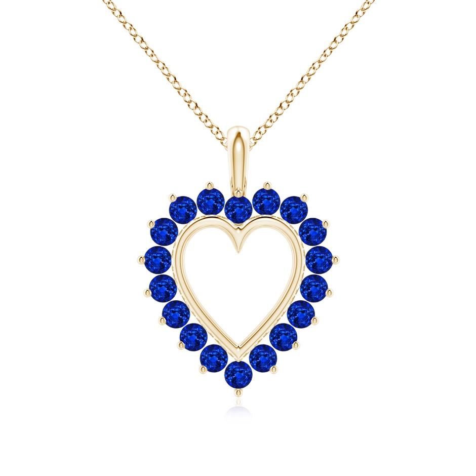 2mm AAAA Sapphire Open Heart Pendant in Yellow Gold 