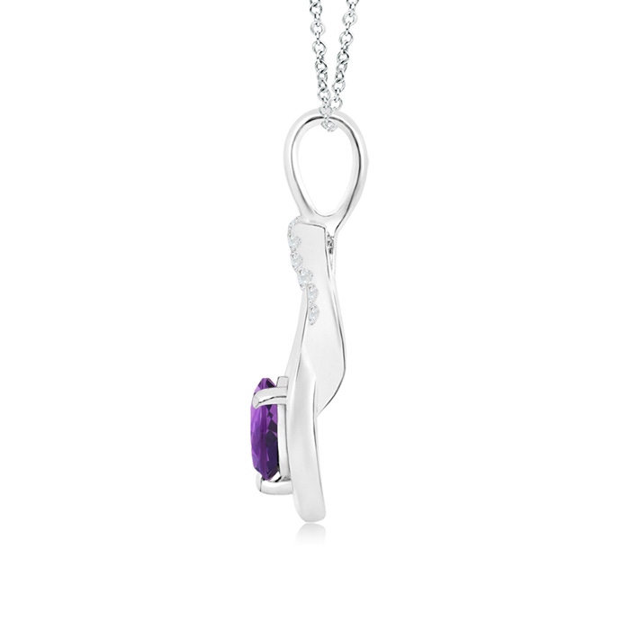 5mm AAA Amethyst Infinity Knot Pendant with Diamonds in White Gold product image