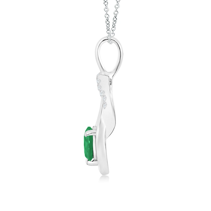5mm A Emerald Infinity Knot Pendant with Diamonds in P950 Platinum product image